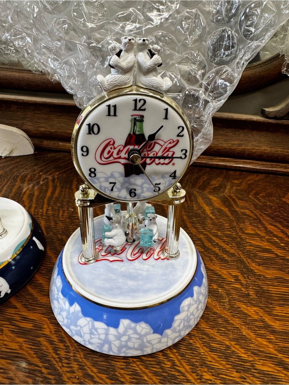 2 Coca Cola Polar Bear Mantel Clocks- Vintage 2006